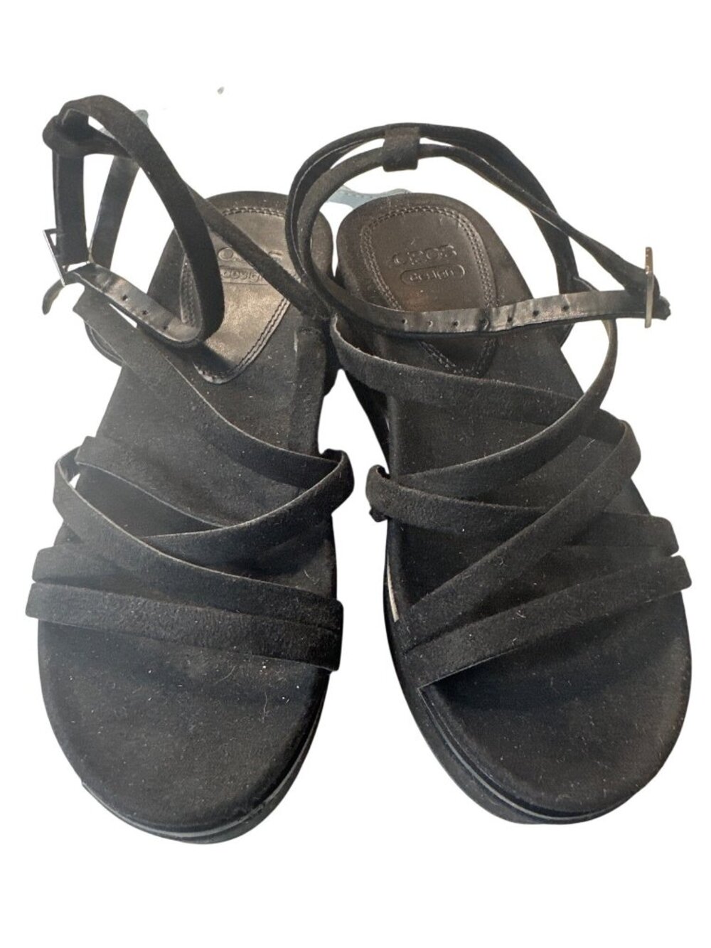 Strappy Black Platform Sandals Women’s Size 5 EU 36 Faux Suede ASOS Design Made